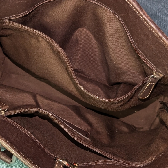 Vintage Coach • Signature Wool & Leather Tote Bag F1J-7723 Burgundy Oxblood Y2K - Picture 12 of 15